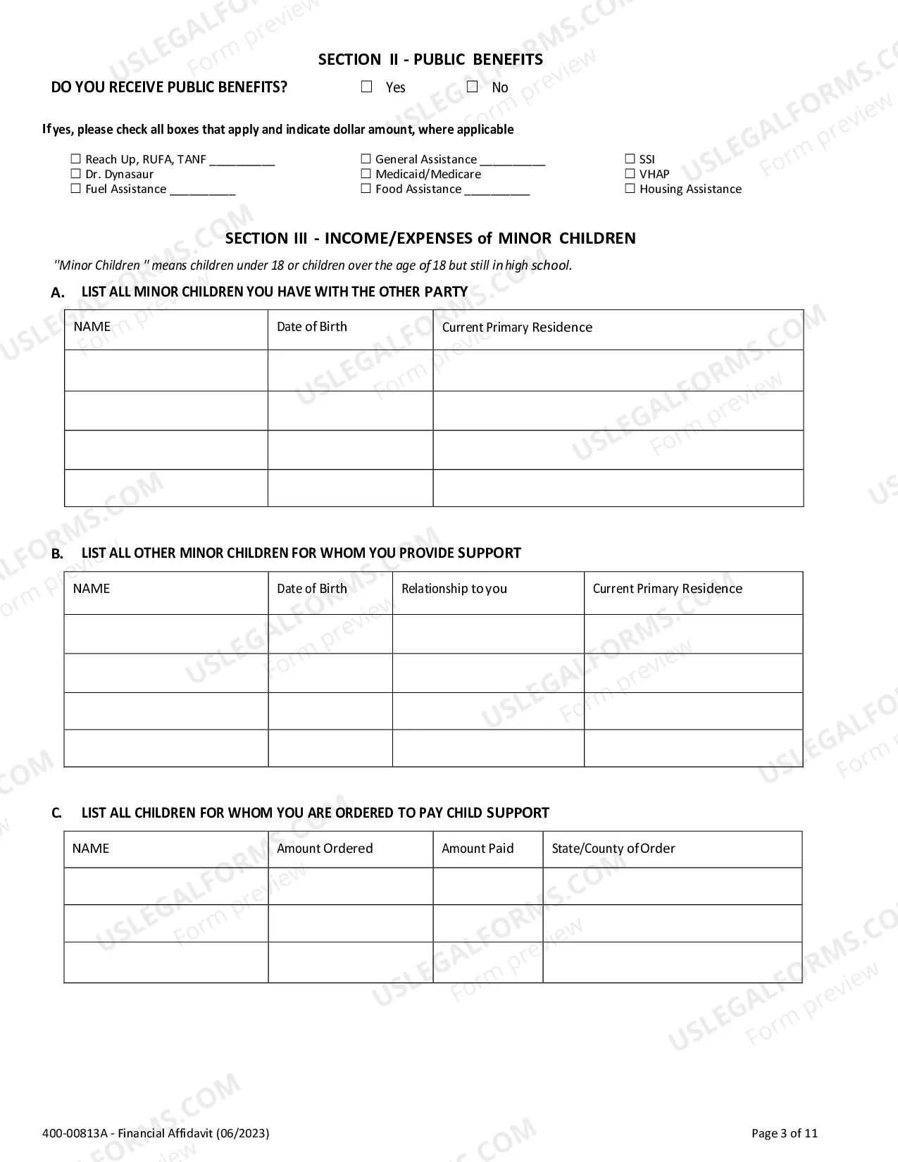 Preview Financial Affidavit