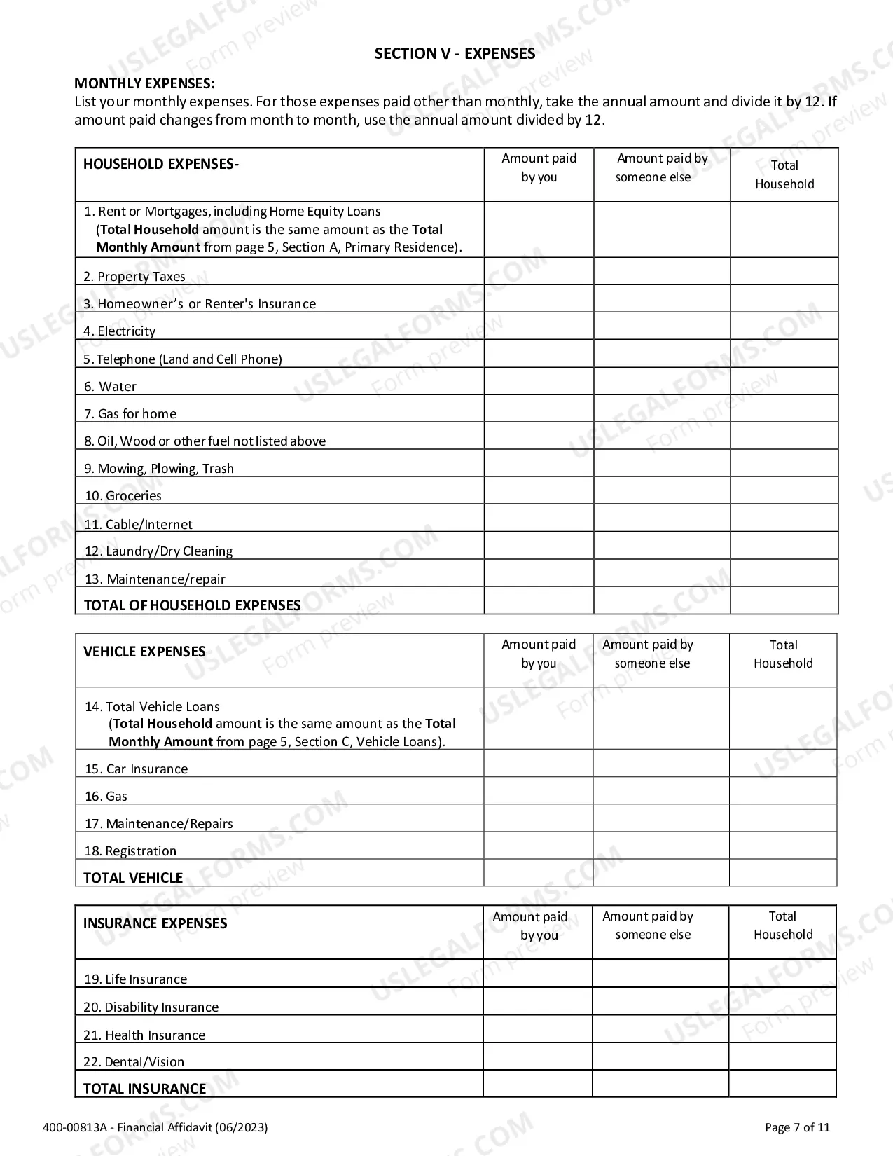 Preview Financial Affidavit
