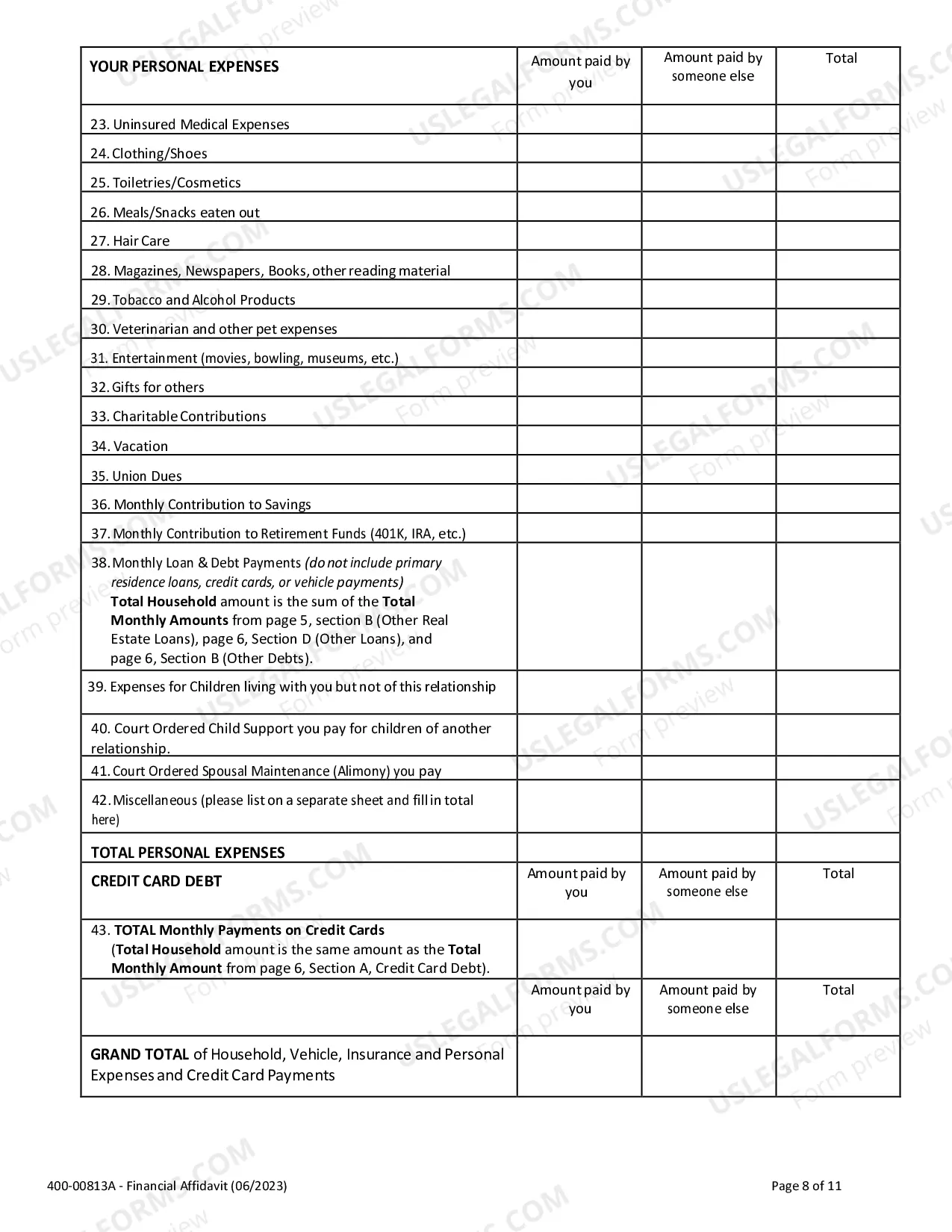 Preview Financial Affidavit