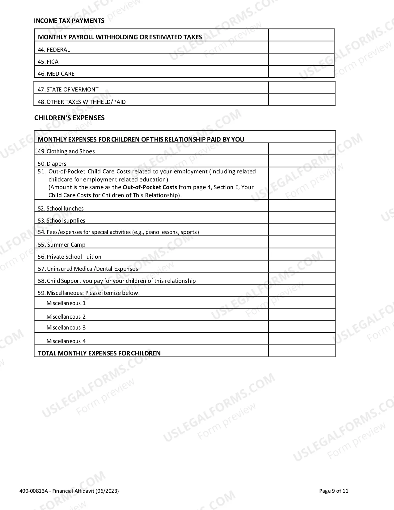 Preview Financial Affidavit