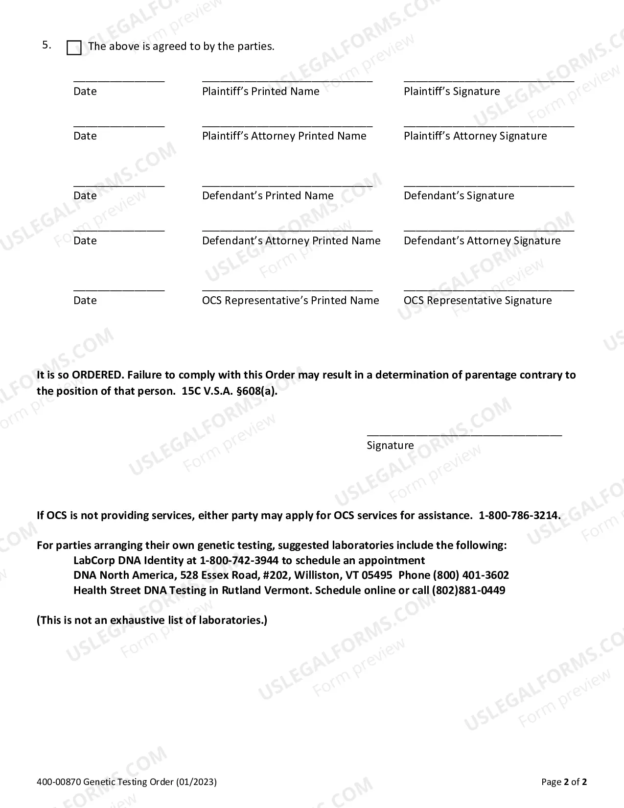 Preview Genetic Testing Stipulation and Order (OCS)