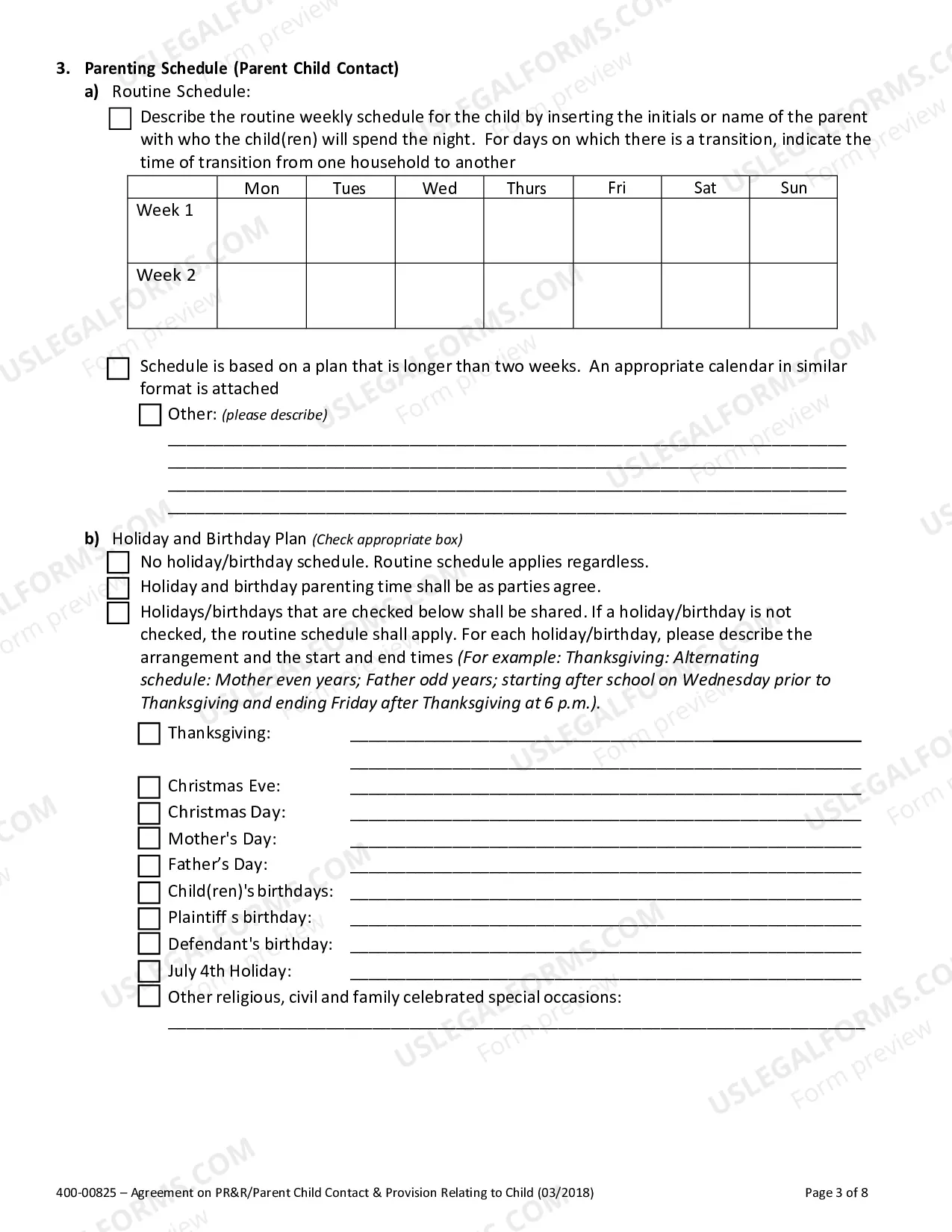 Preview PR&R Stipulation (Parenting Plan)