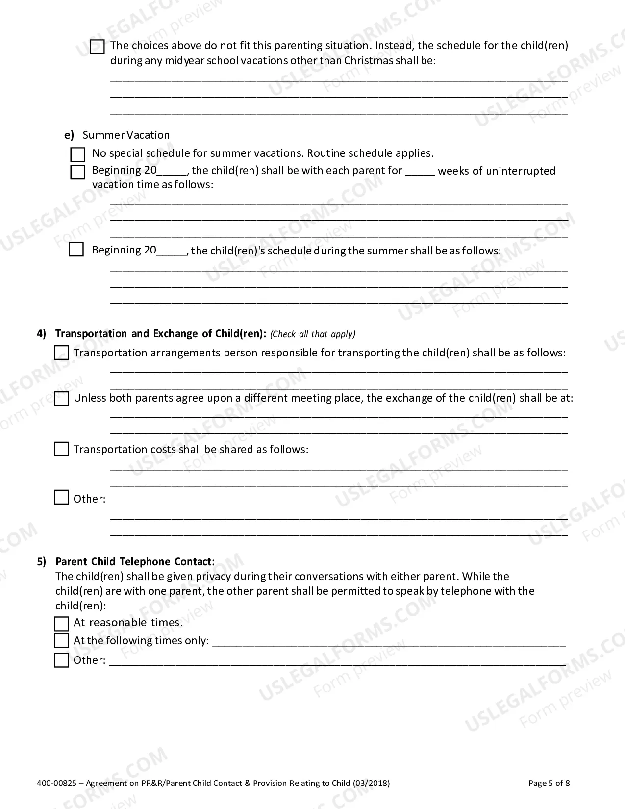 Preview PR&R Stipulation (Parenting Plan)