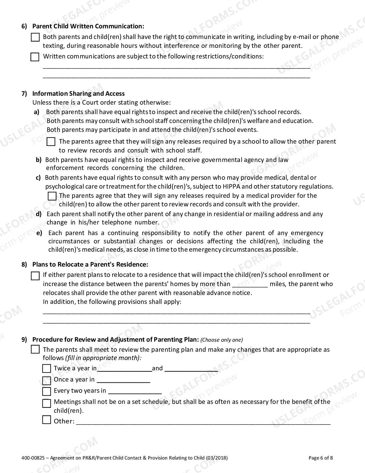 Preview PR&R Stipulation (Parenting Plan)