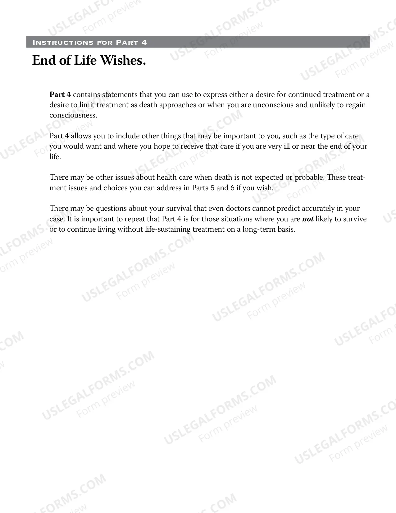 Preview Long Form Advance Directive