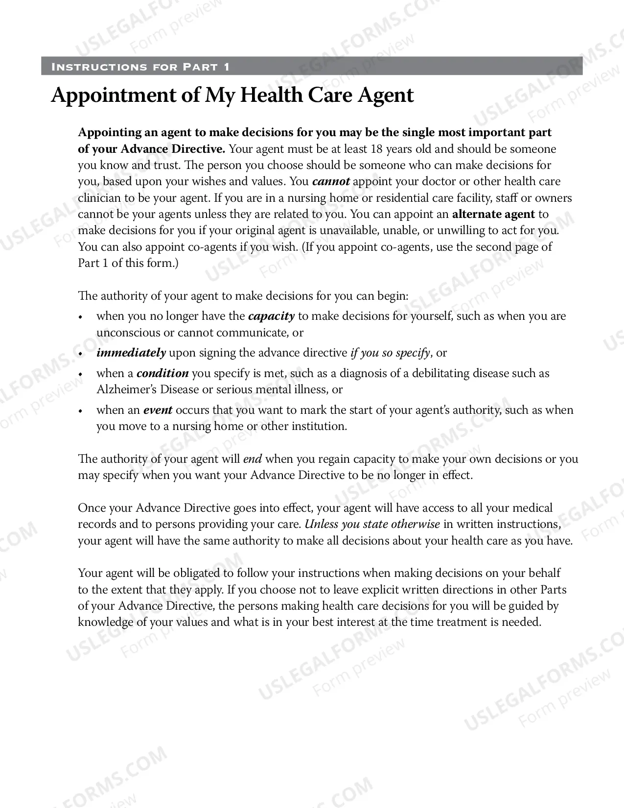 Preview Long Form Advance Directive