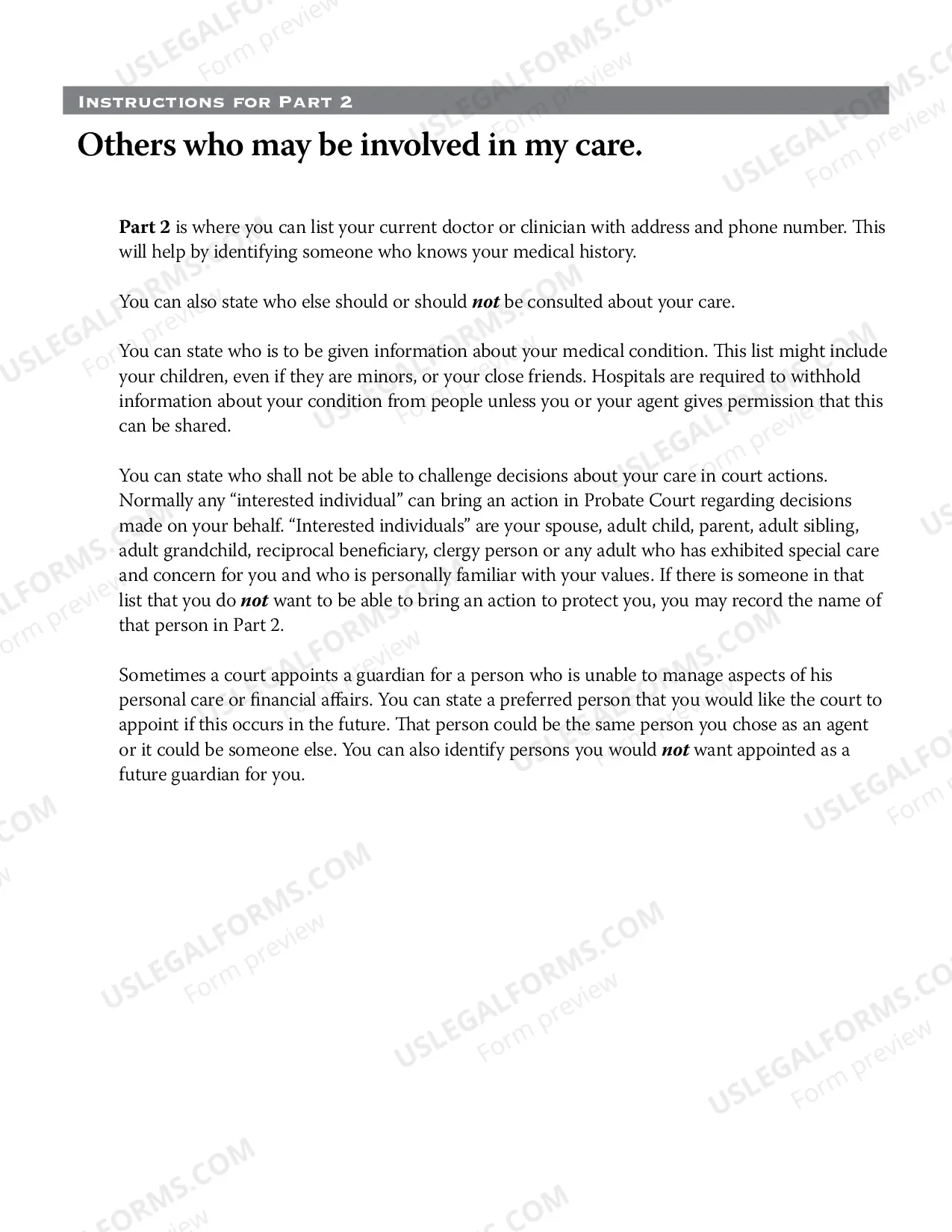 Preview Long Form Advance Directive