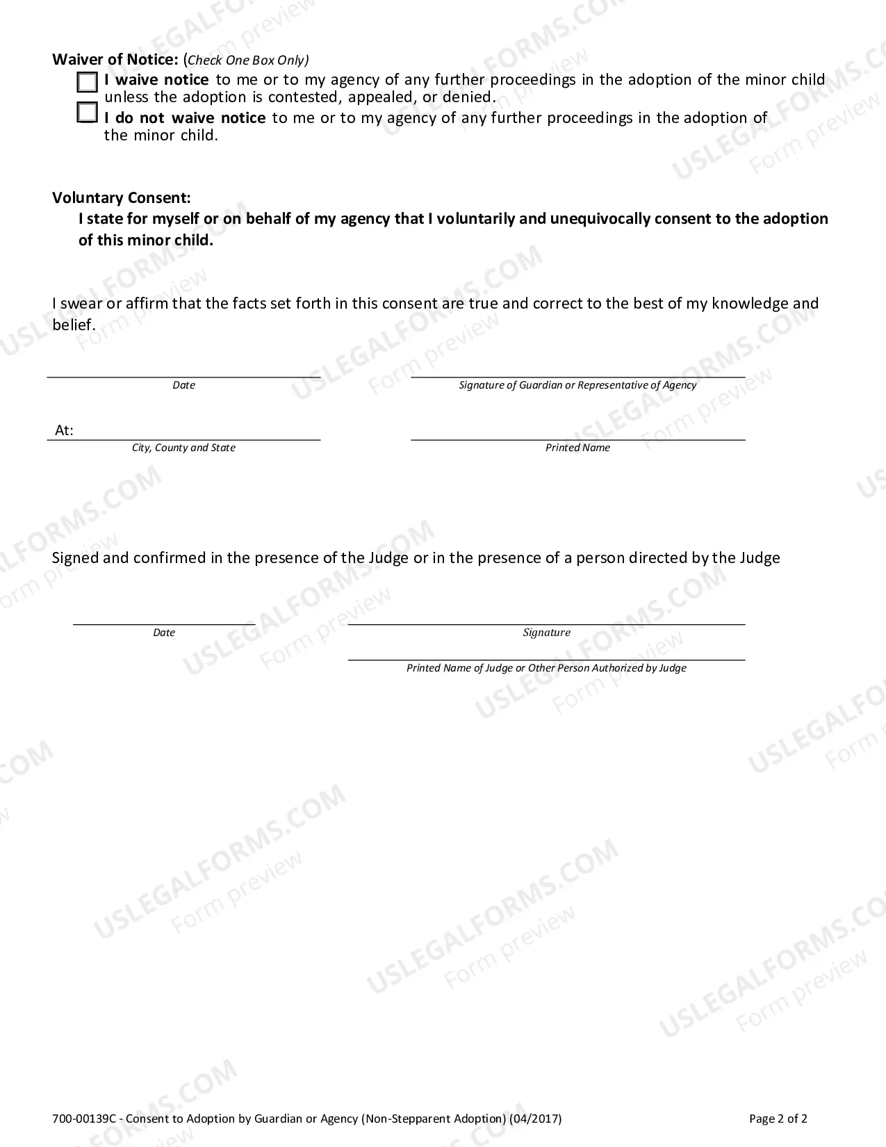 Preview Consent of Agency In Non Stepparent Adoption