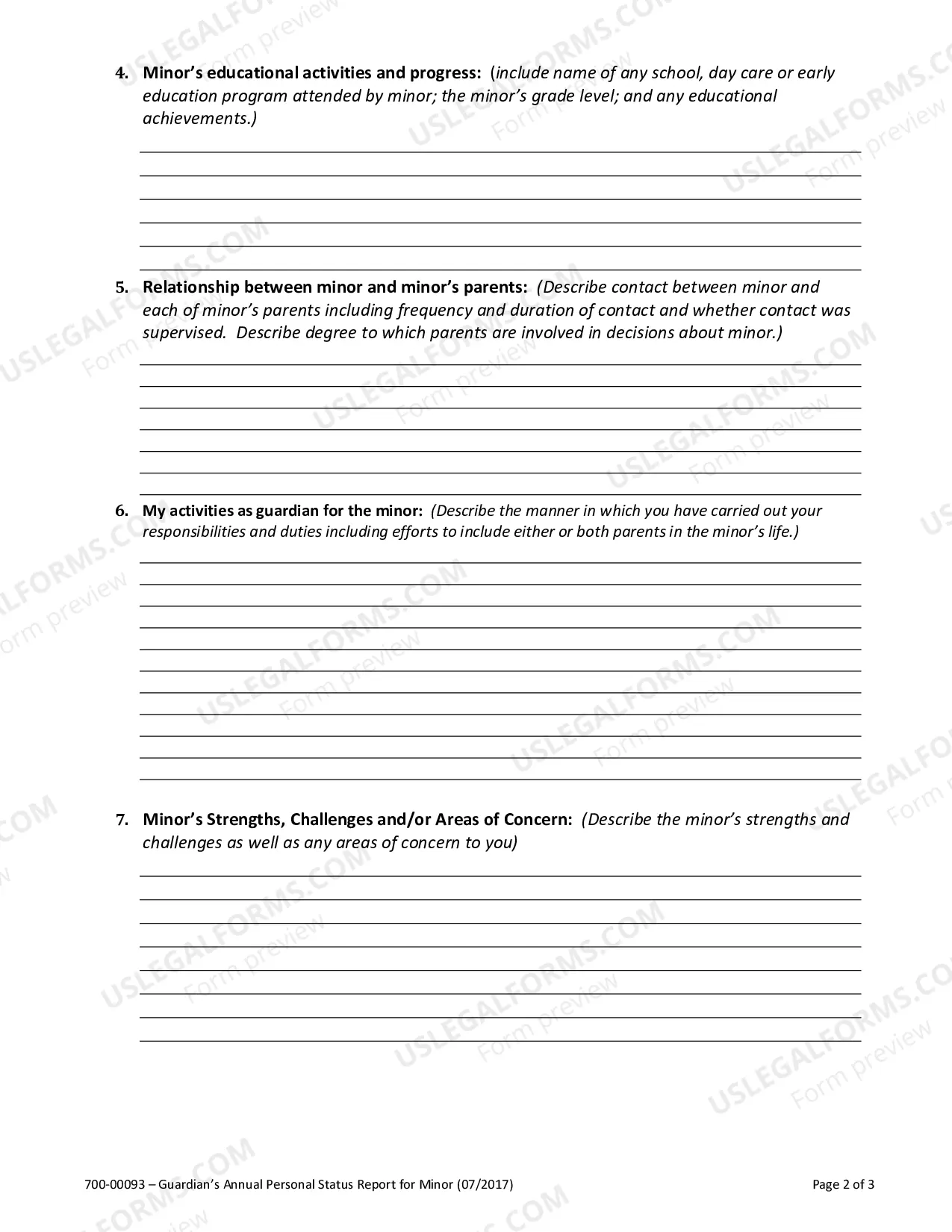 Preview Guardians Annual Personal Status Report For Minor