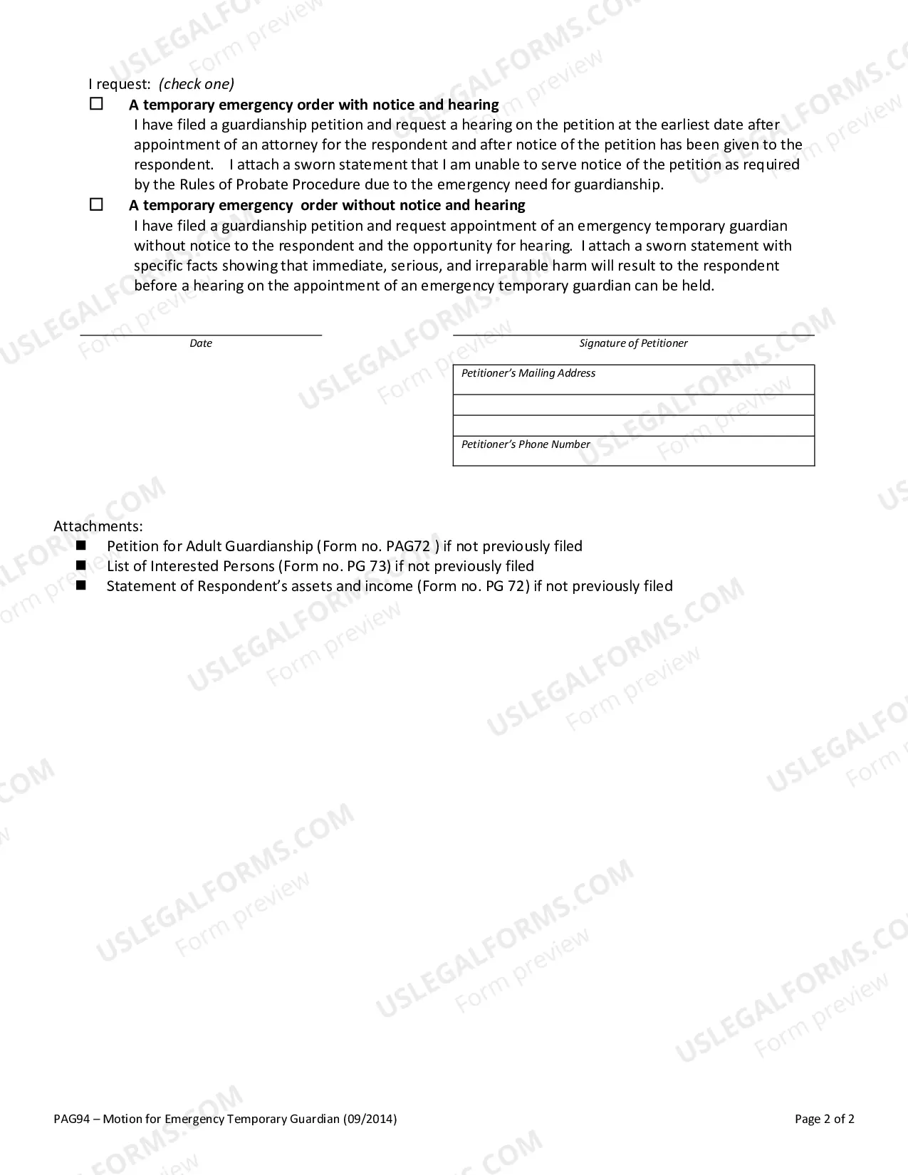 Preview Motion For Emergency Temporary Guardian