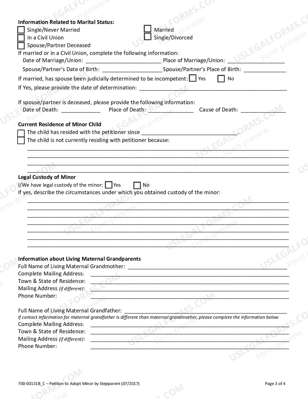 Preview Petition To Adopt Minor By Stepparent