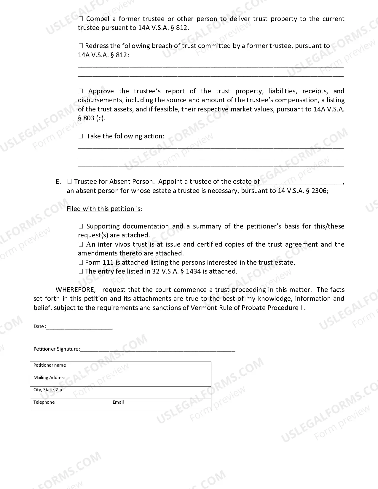 Preview Petition To Commence A Trust Proceeding