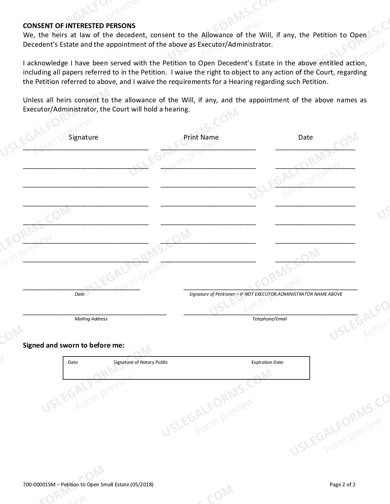 Preview Petition To Open Small Estate