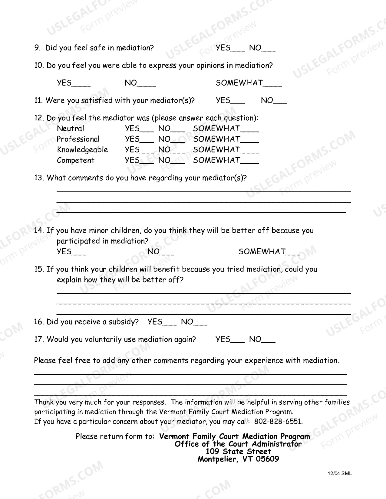 Preview Client Satisfaction (Mediation)