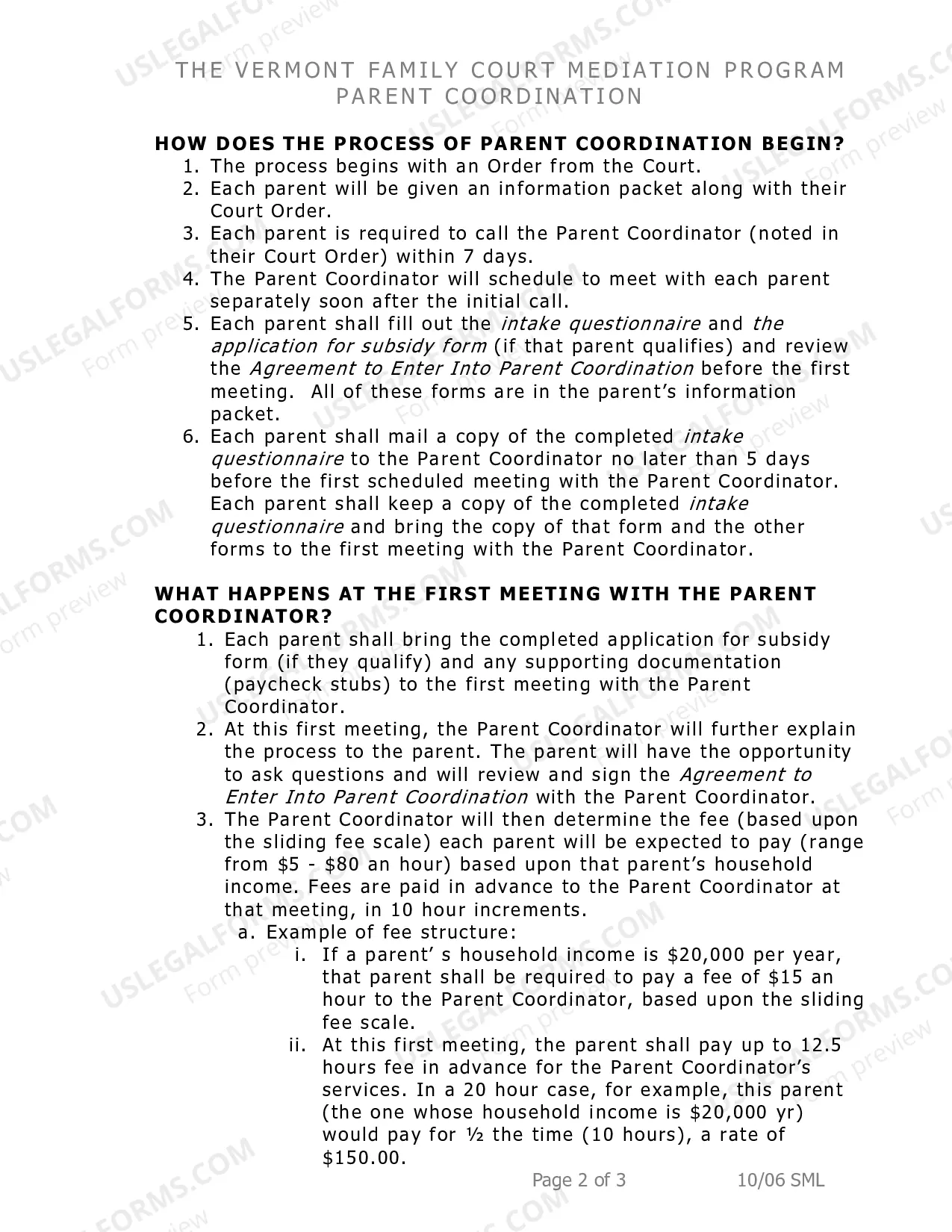 Preview FAQs parent coordination