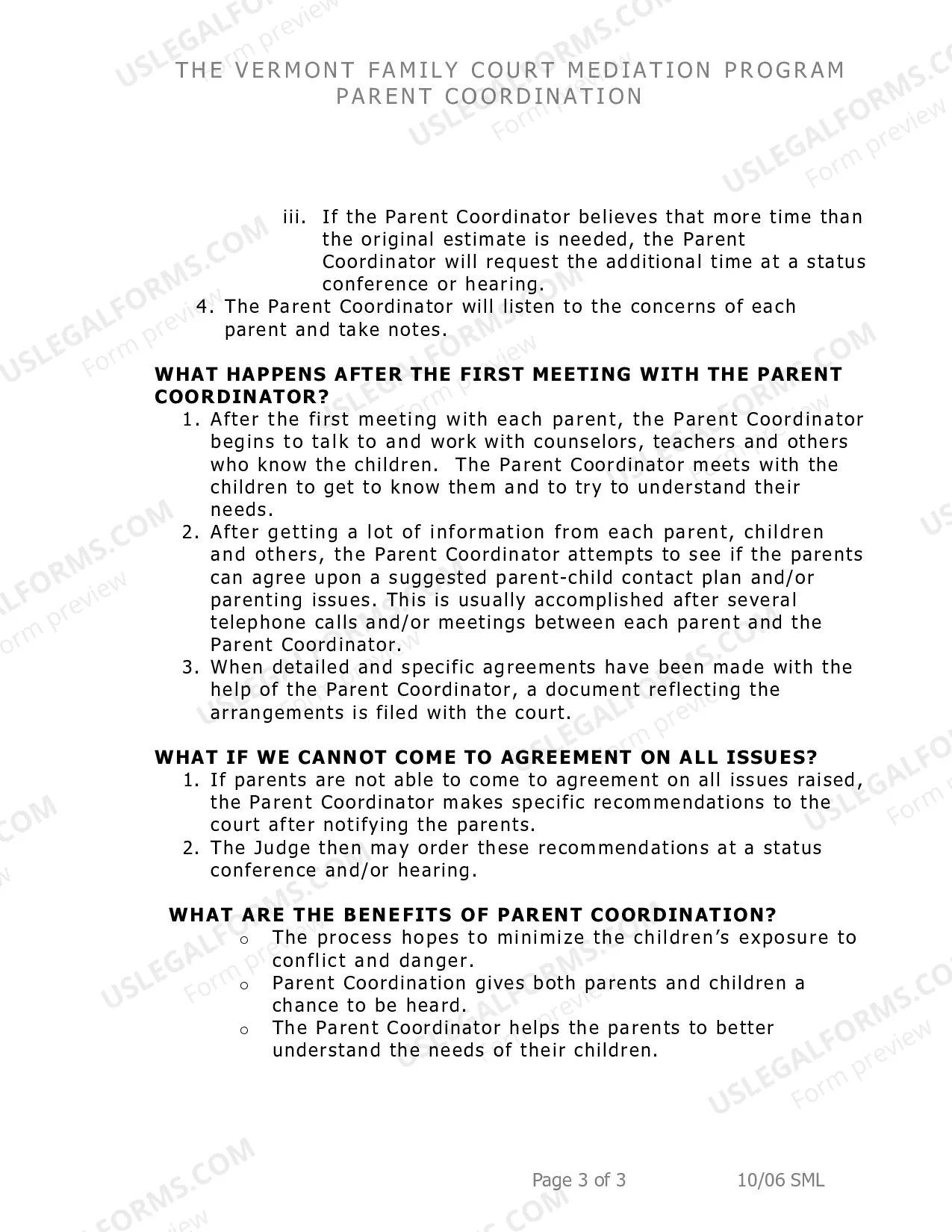 Preview FAQs parent coordination
