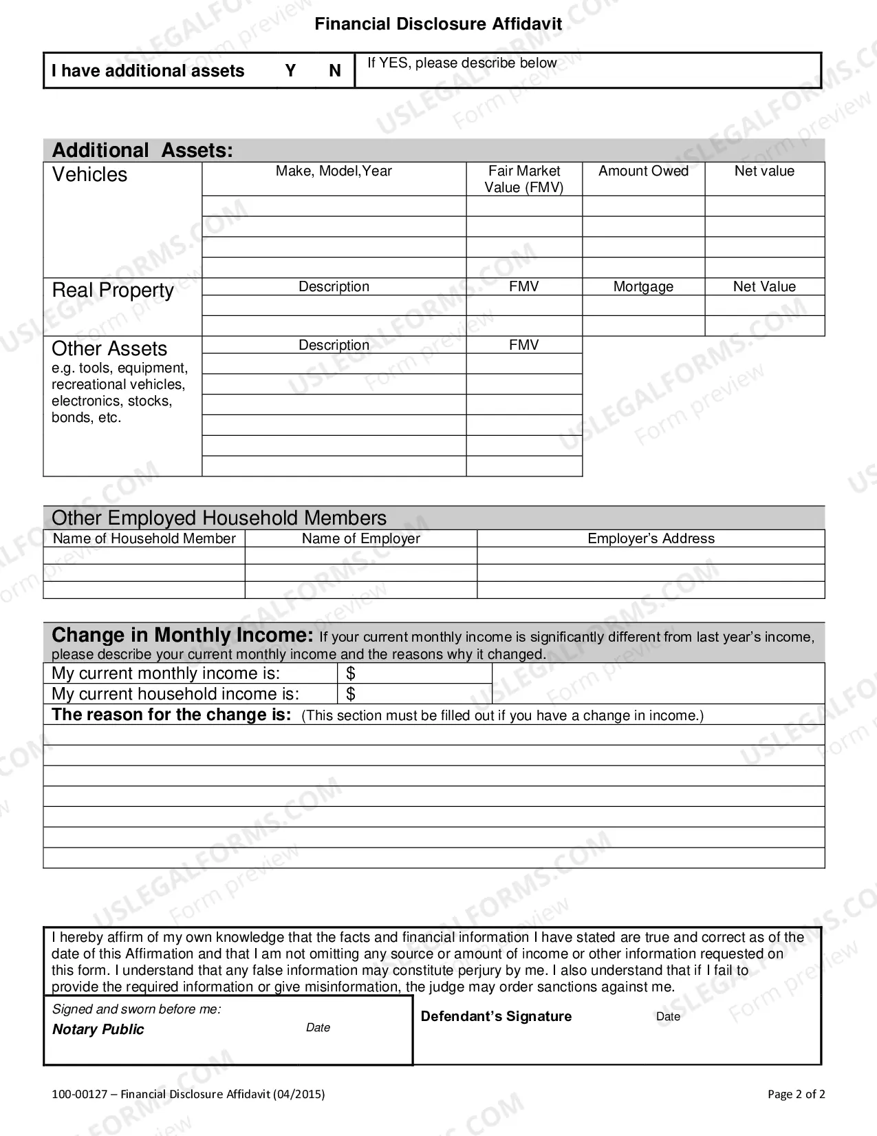 Preview Financial Disclosure Affidavit