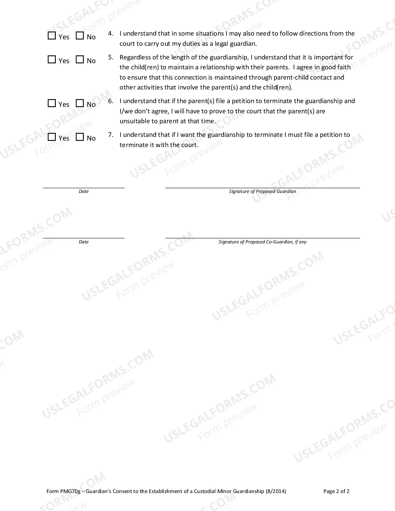 Preview Guardian's Consent to Minor Guardianship
