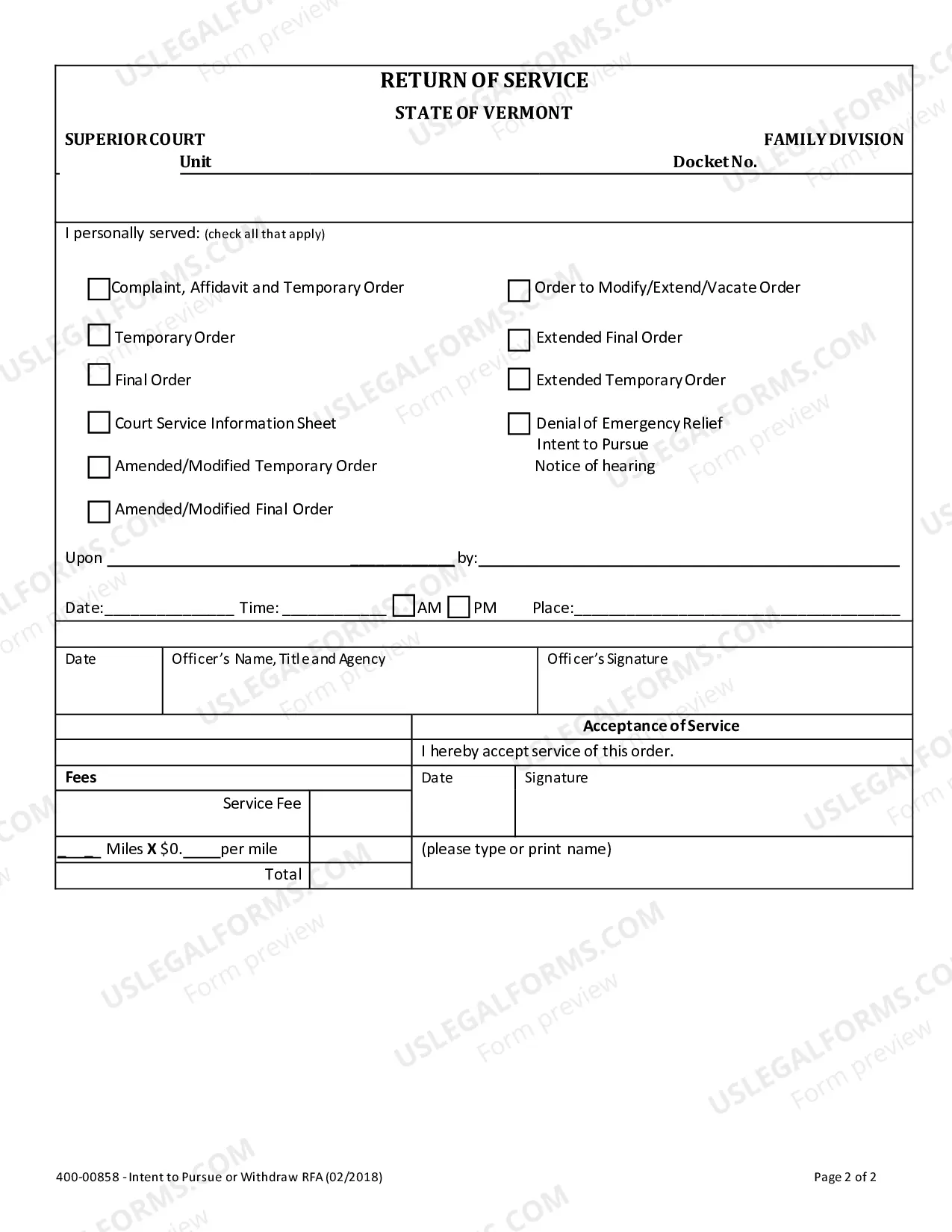 Preview Intention to Pursue or Withdraw Complaint for RFA
