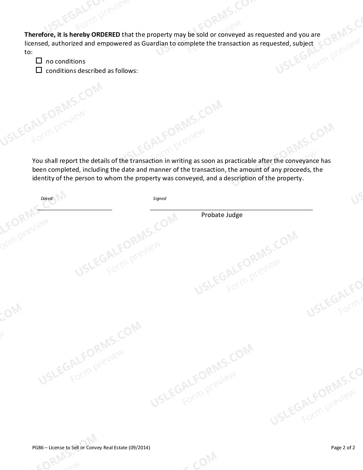 Preview License to Sell or Convey