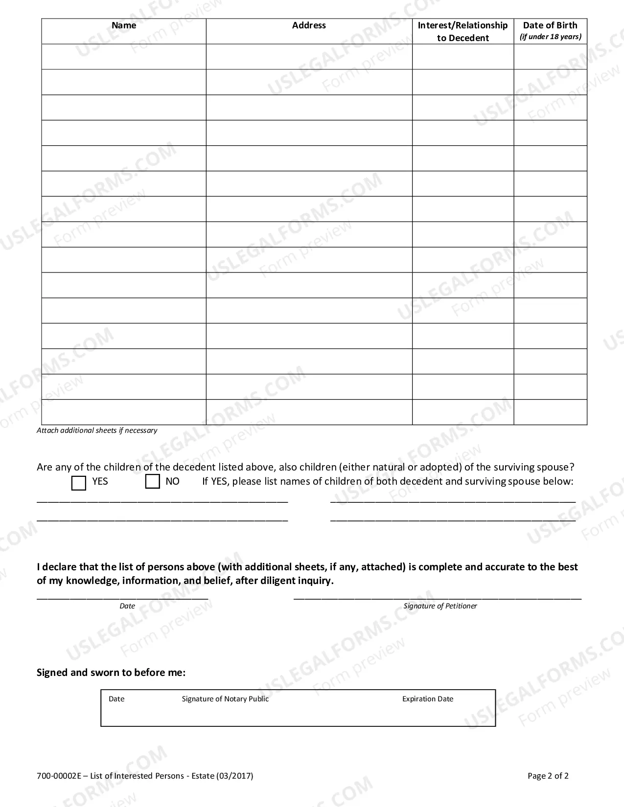 Preview List of Interested Persons for Estates