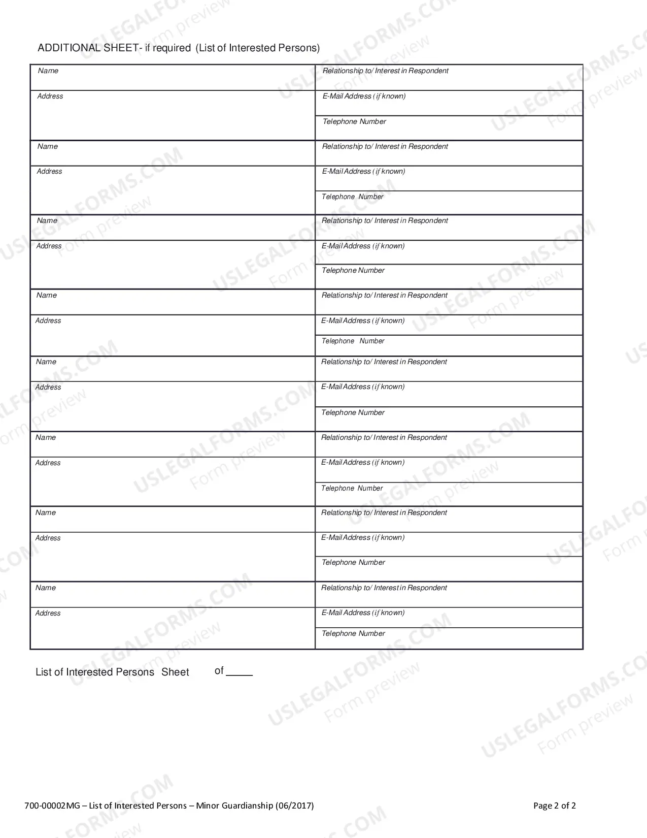 Preview List of Interested Persons for Minor Guardianship