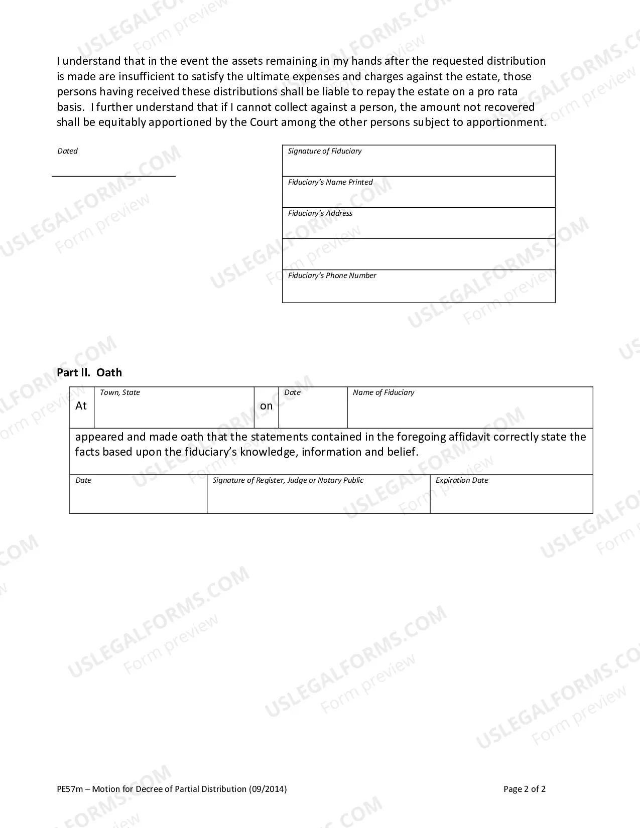 Preview Motion for Decree of Partial Distribution
