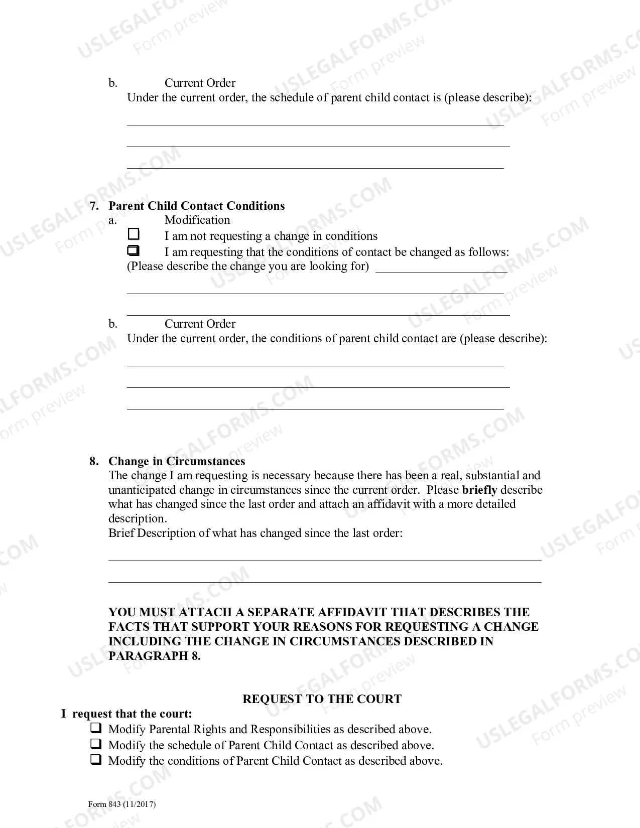 Preview Motion to Modify Parental Rights & Responsibilities & Parent Child Contact