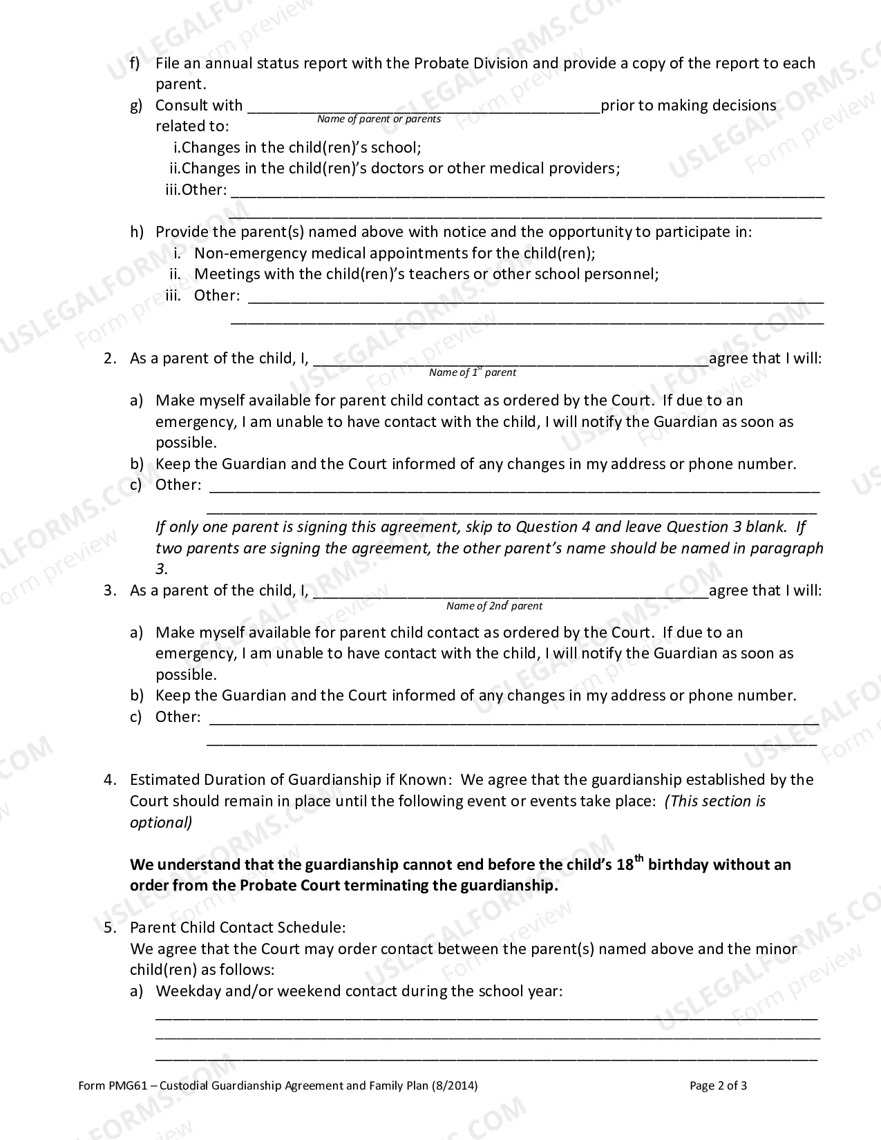 Preview Parent/Guardian Agreement