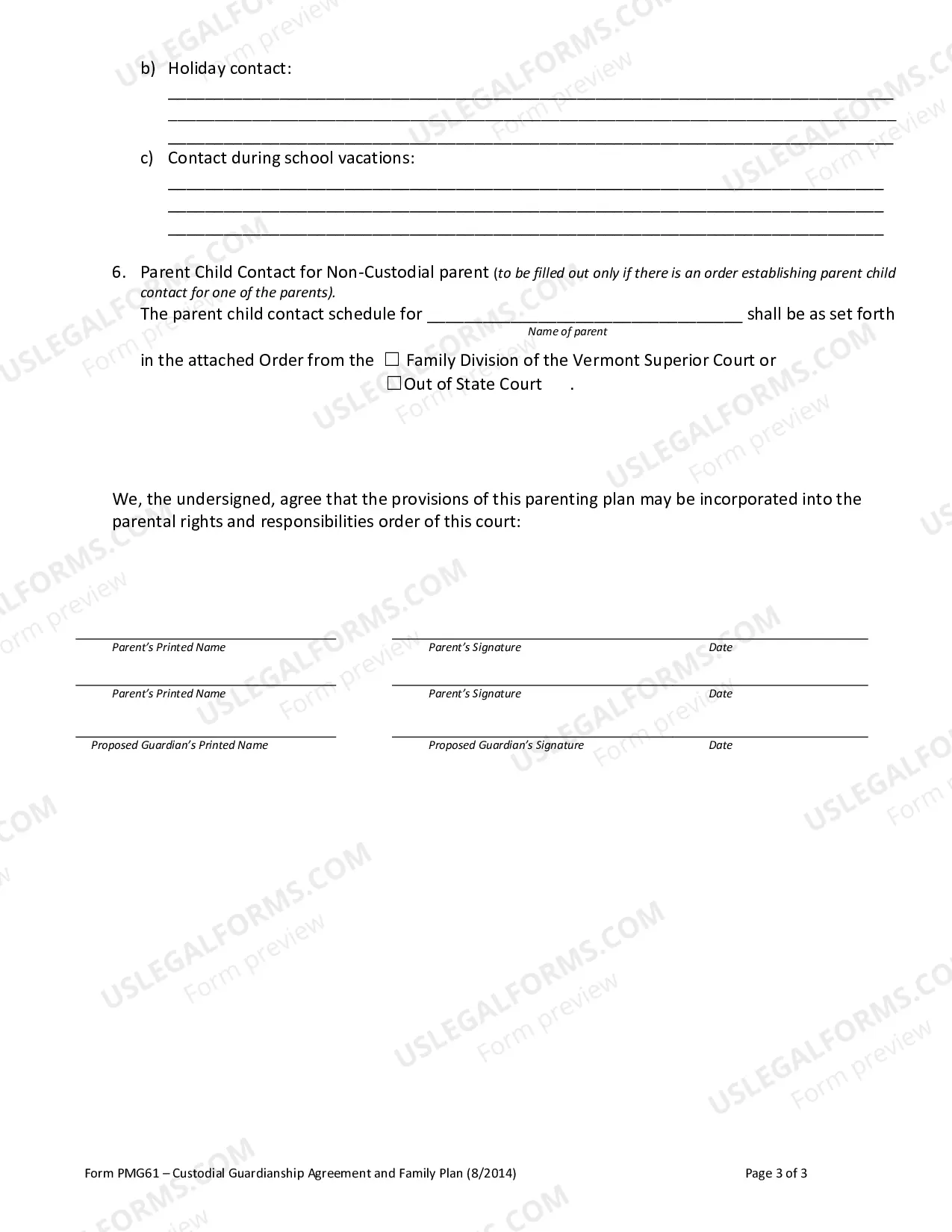 Preview Parent/Guardian Agreement