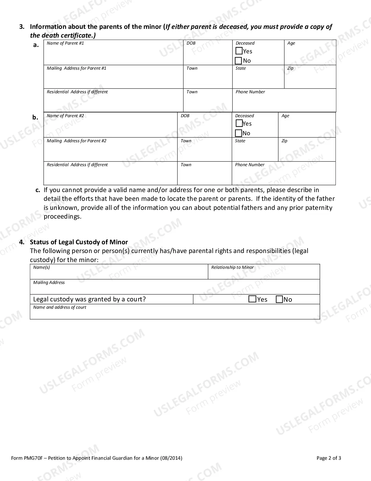Preview Petition to Appoint Financial Guardian for a Minor