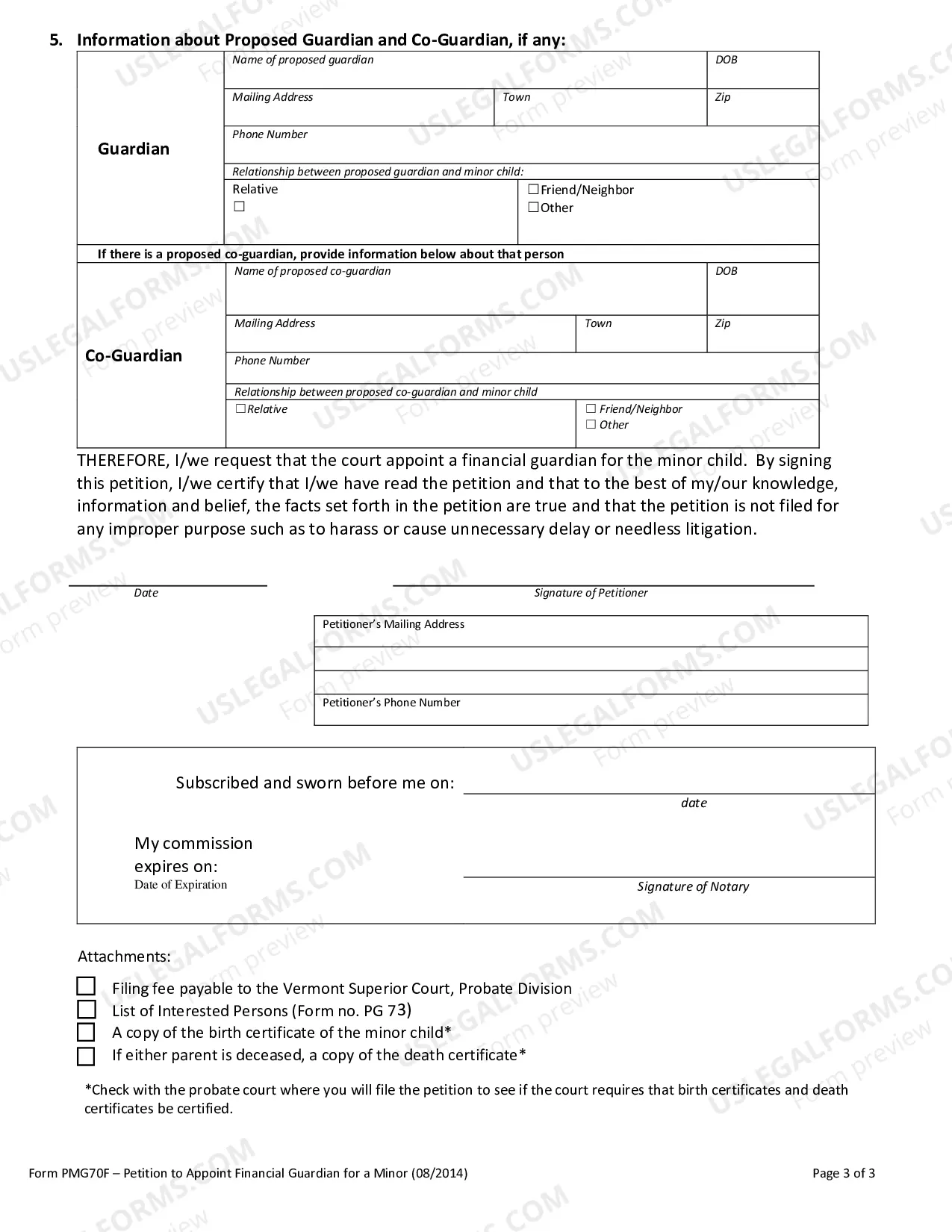 Preview Petition to Appoint Financial Guardian for a Minor