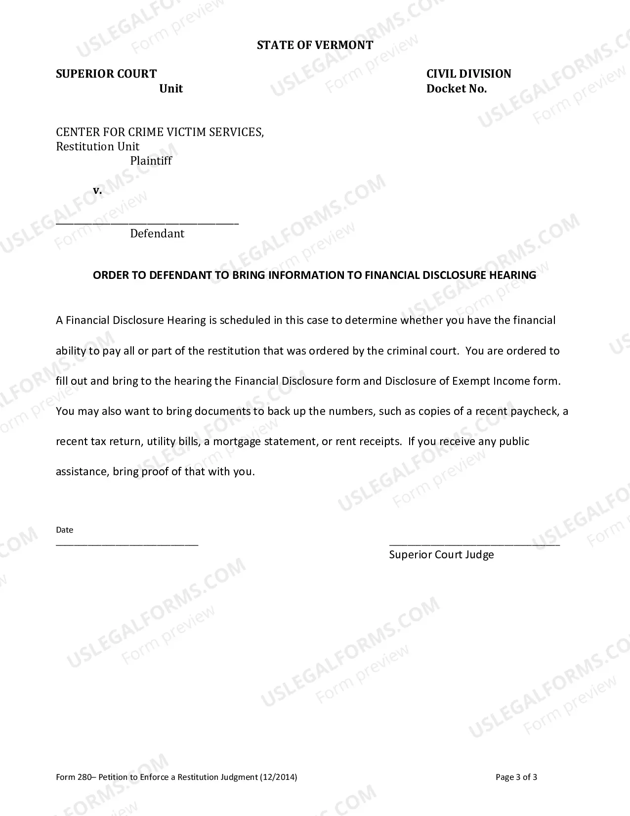Preview Petition to Enforce a Restitution Judgment