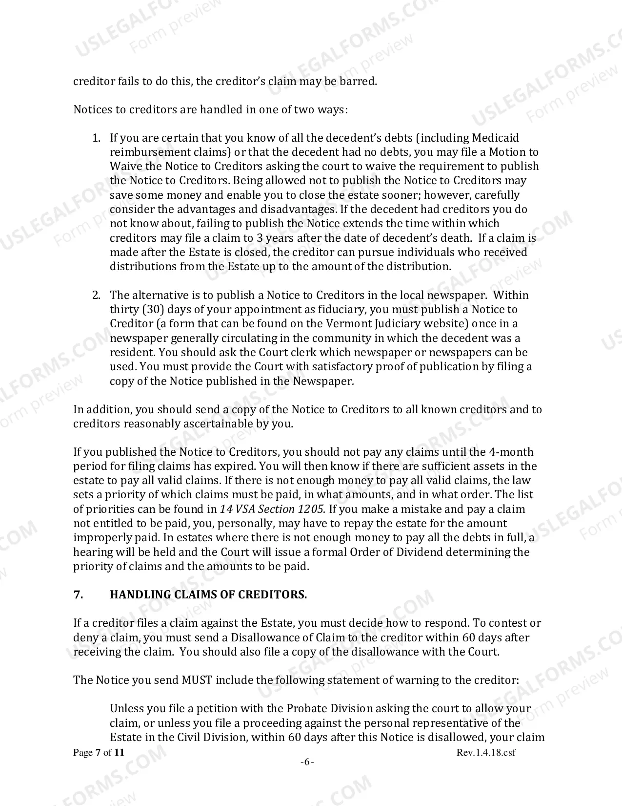 Preview Probating a Vermont Estate Booklet