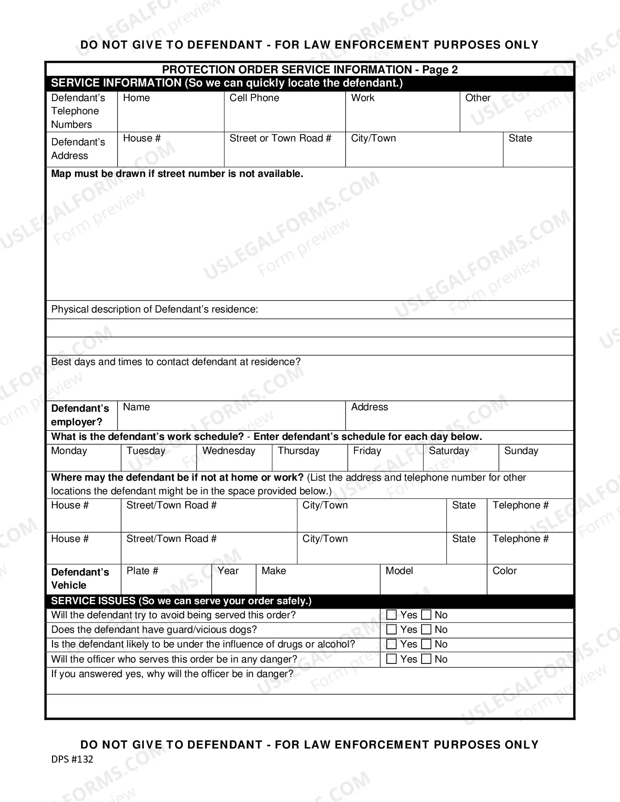Preview Protection Order Service Information