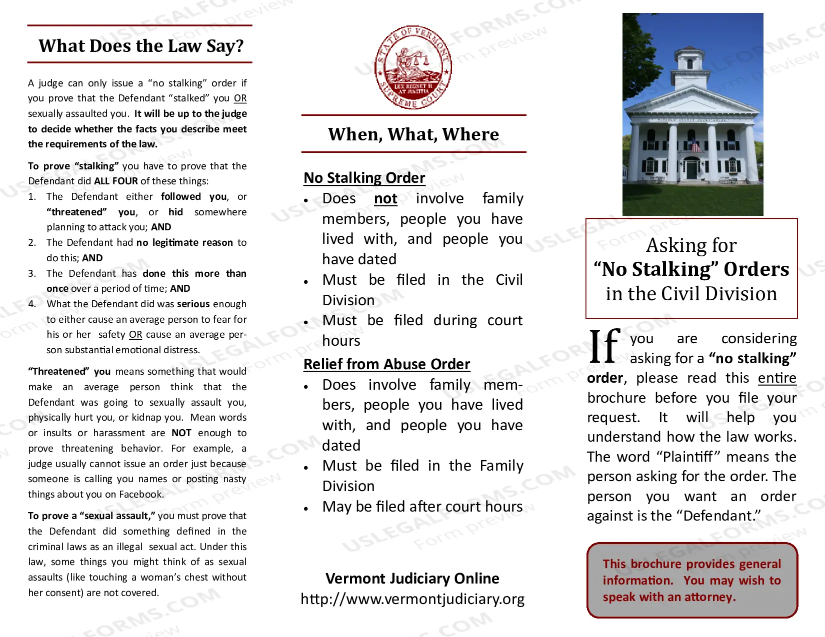 Preview No Stalking Order Brochure