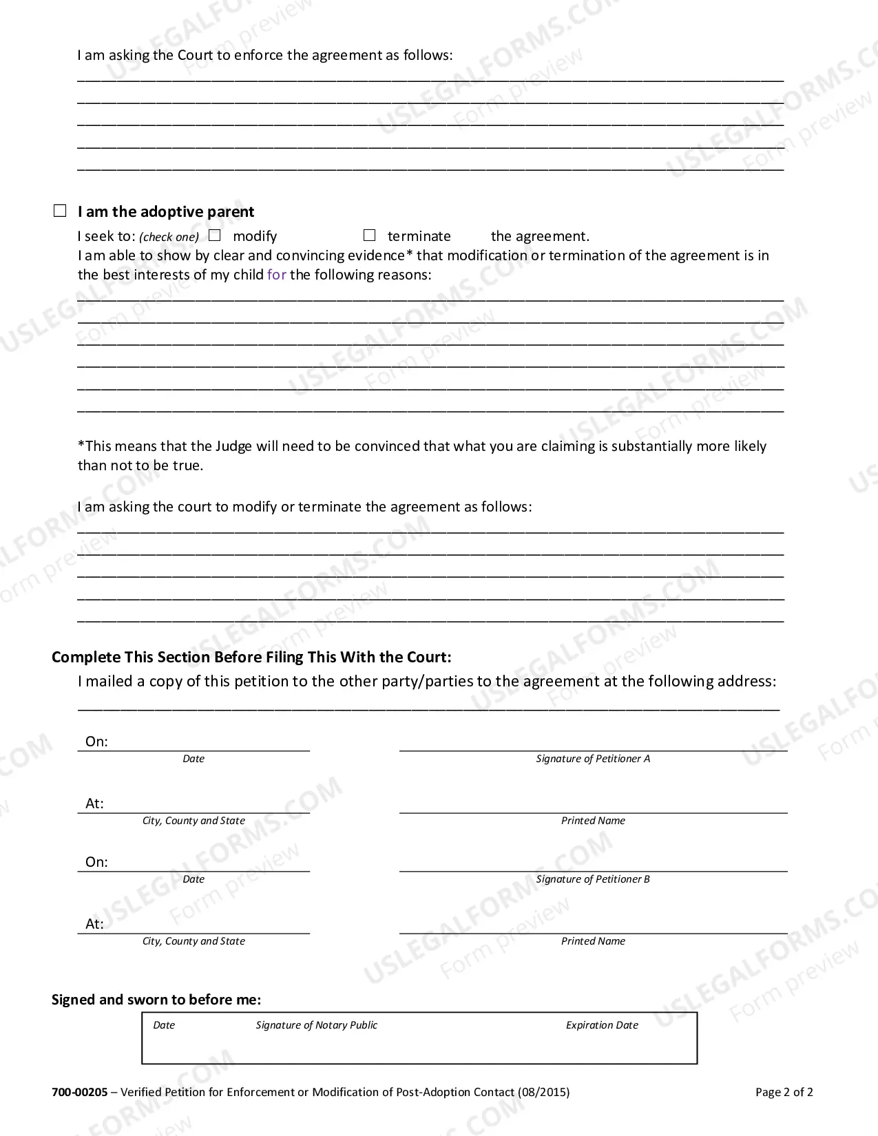 Preview Verified Petition for Enforcement or Modification of Post-Adoption Contact