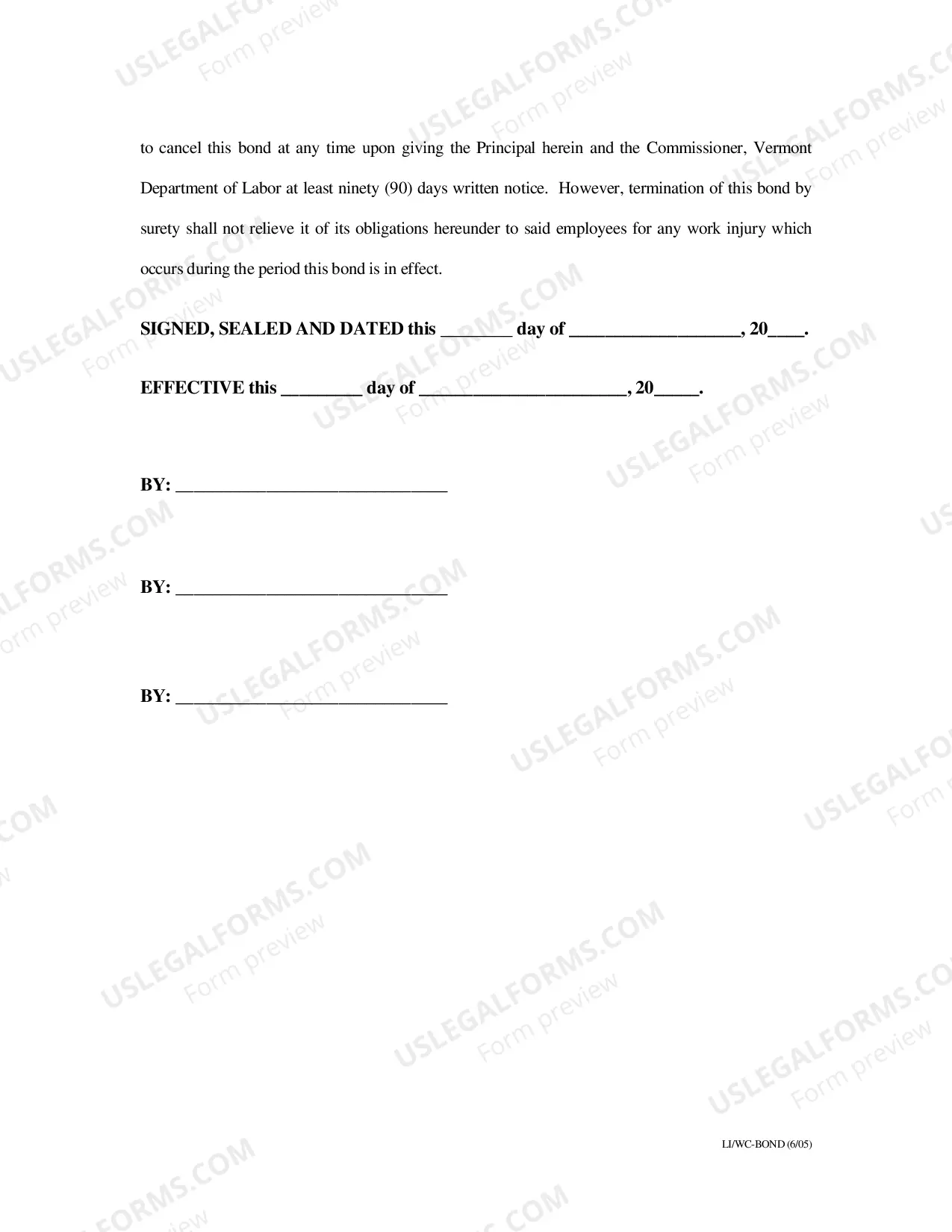 Preview Bond Form For Self-Insured