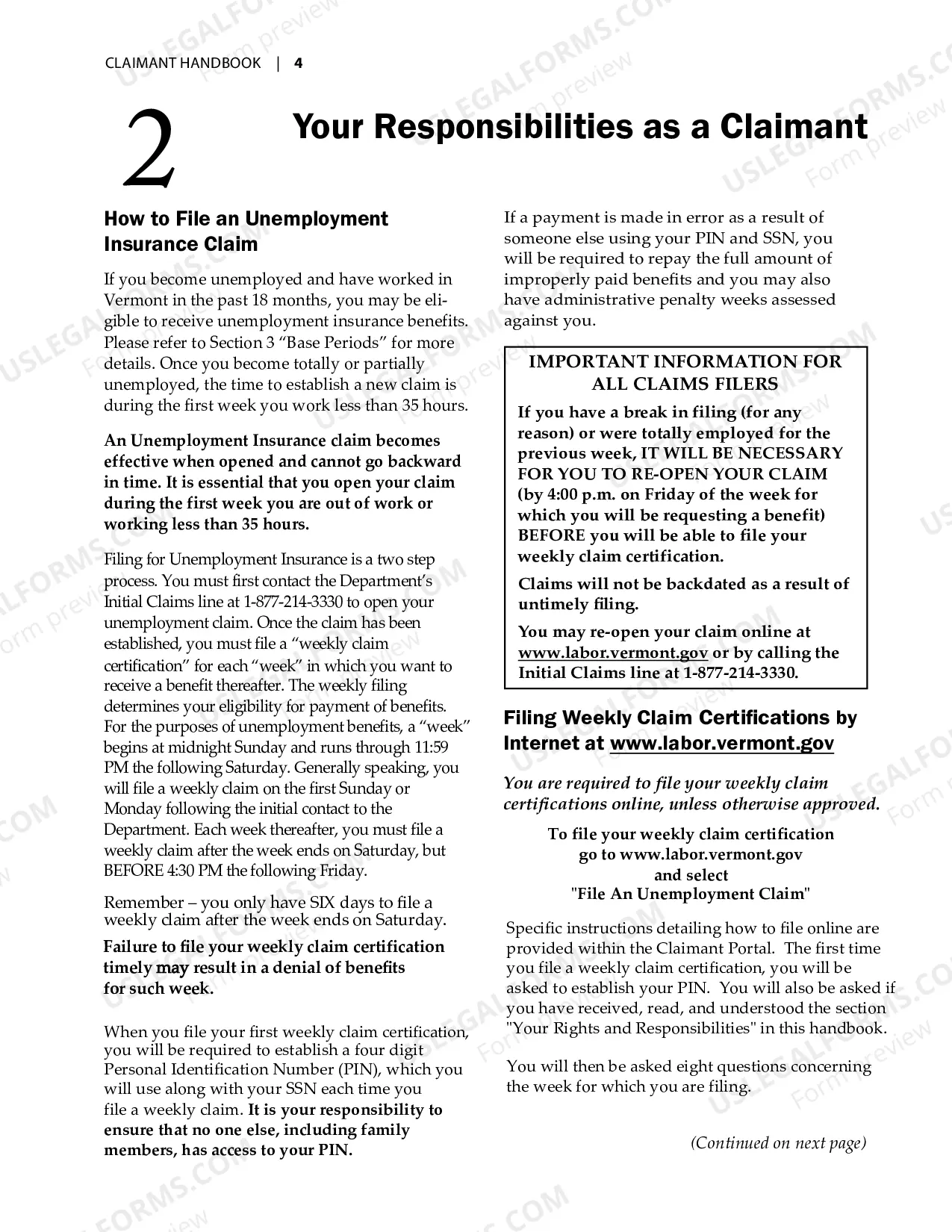 Preview B-11 UI Claimant Handbook
