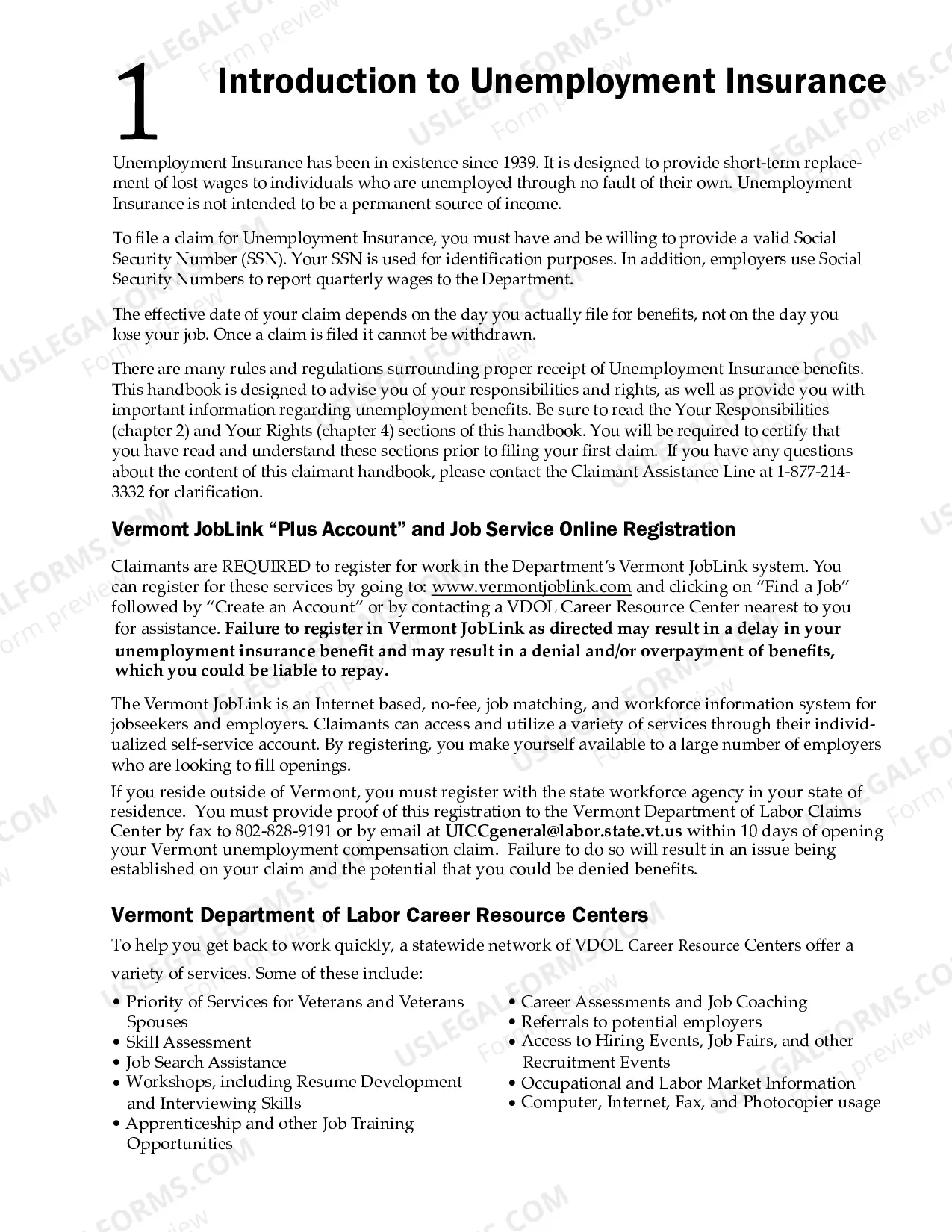 Preview B-11 UI Claimant Handbook