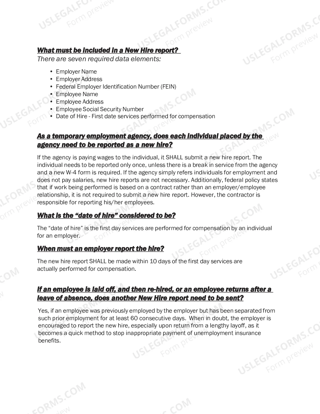 Preview C-63 New Hire Reporting Requirements