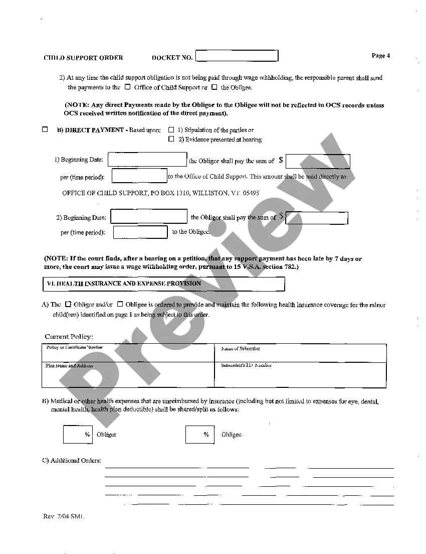 Get Child Support Order Preview Child Support Order