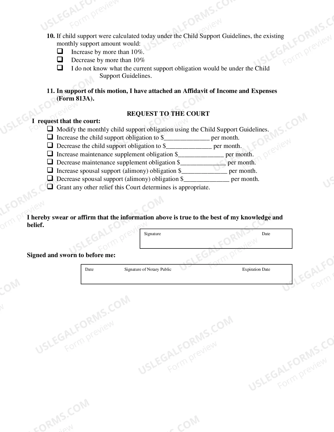 Preview Motion to Modify Child Support and/or Maintenance Supplement