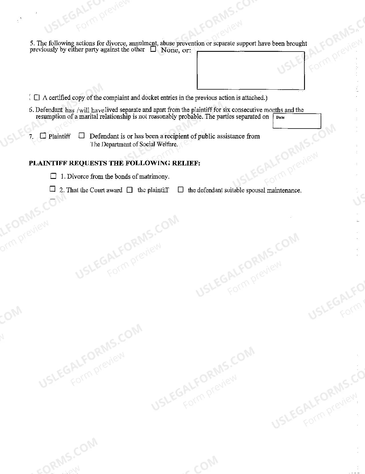Preview Summons, Complaint for Divorce and Notice of Appearance