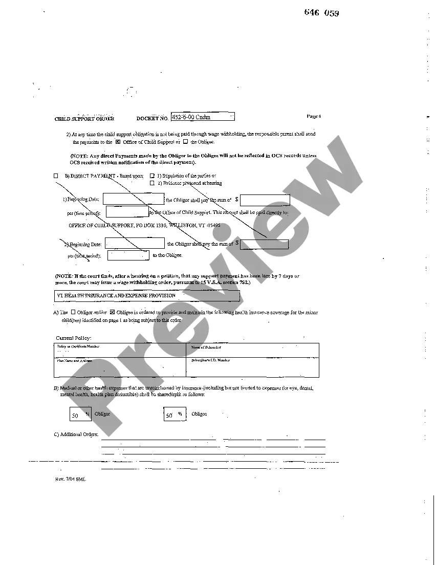 Preview Child Support Order