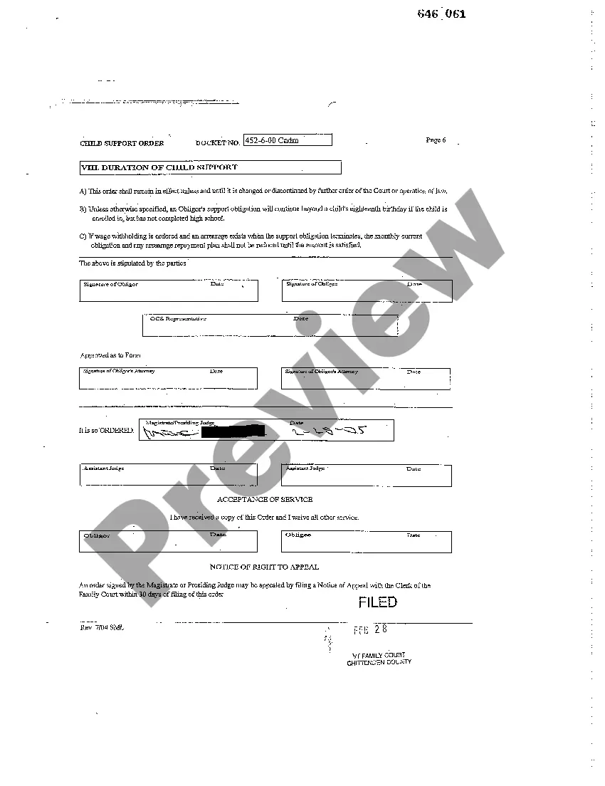 Preview Child Support Order