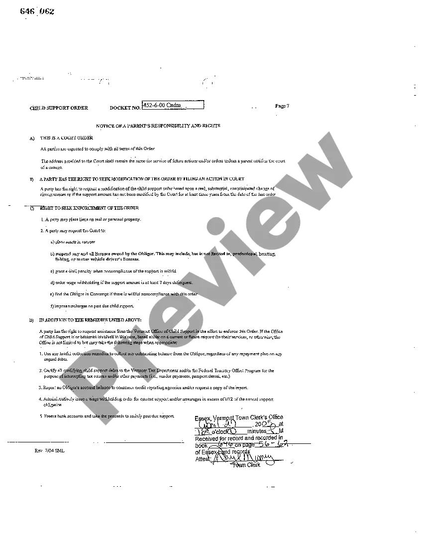 Preview Child Support Order