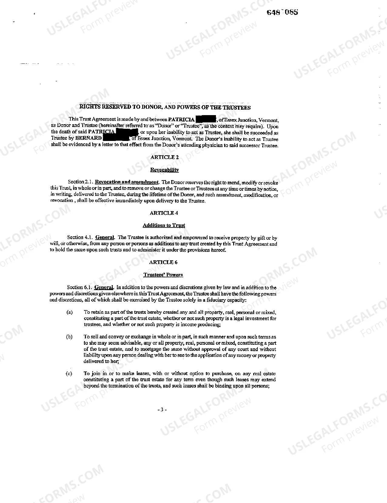 Preview Short Form of Living Trust