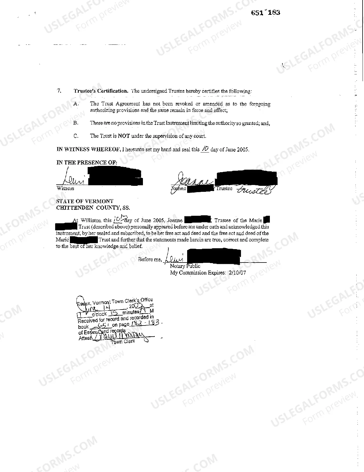 Preview Certificate of Trust