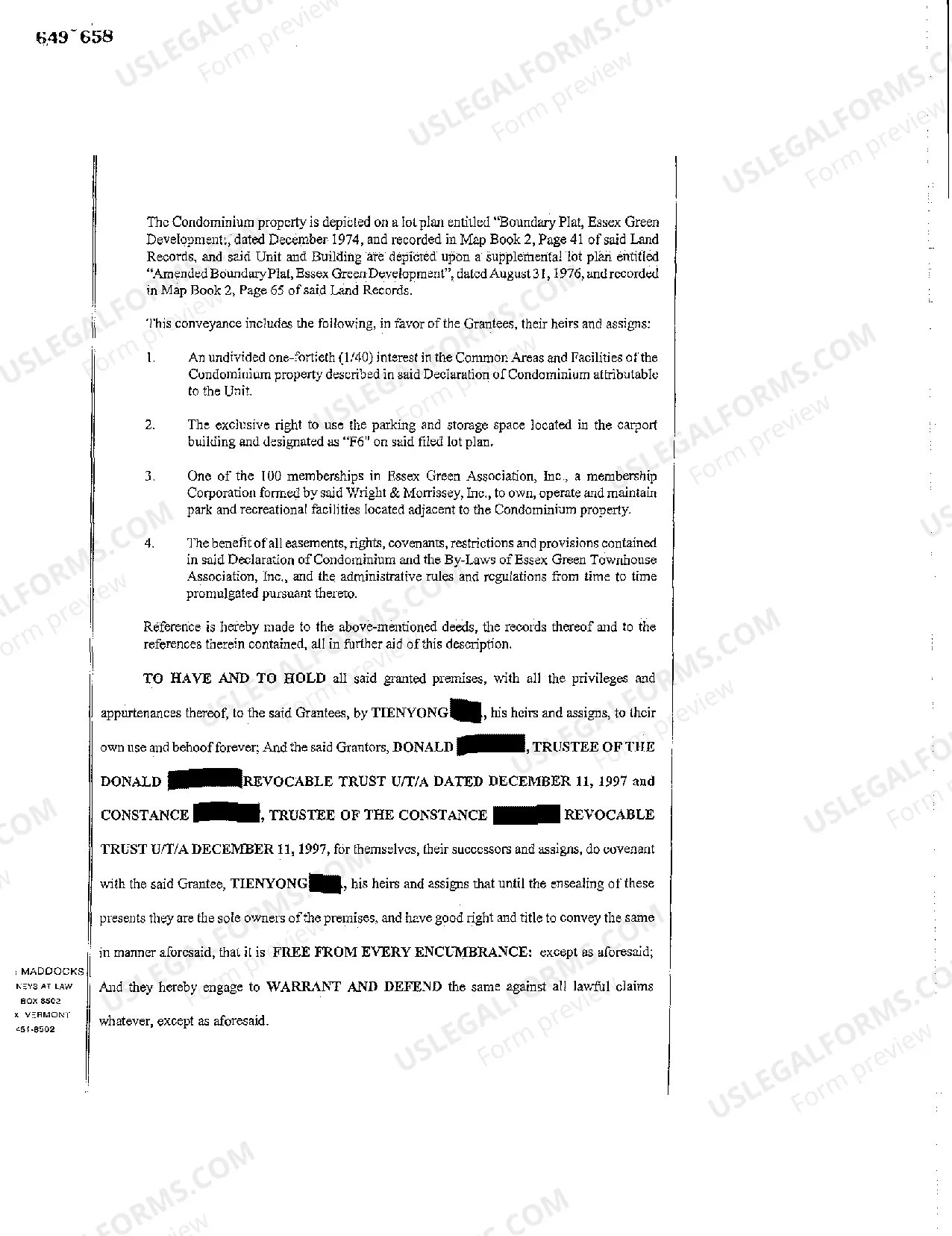 Preview Trustee's Deed Conveying Property to Individual